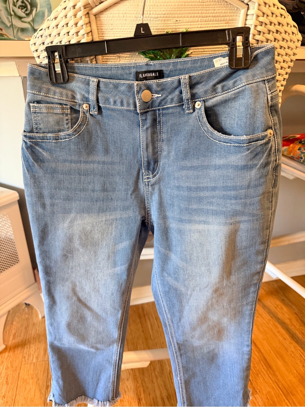 Flamingals Light Blue Women's Jeans - Slim Fit cropped